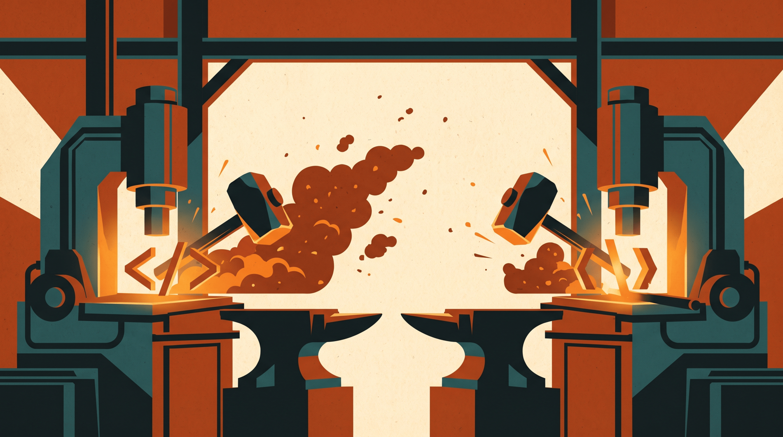 Cursor vs Windsurf (Devin Desktop) — editorial illustration