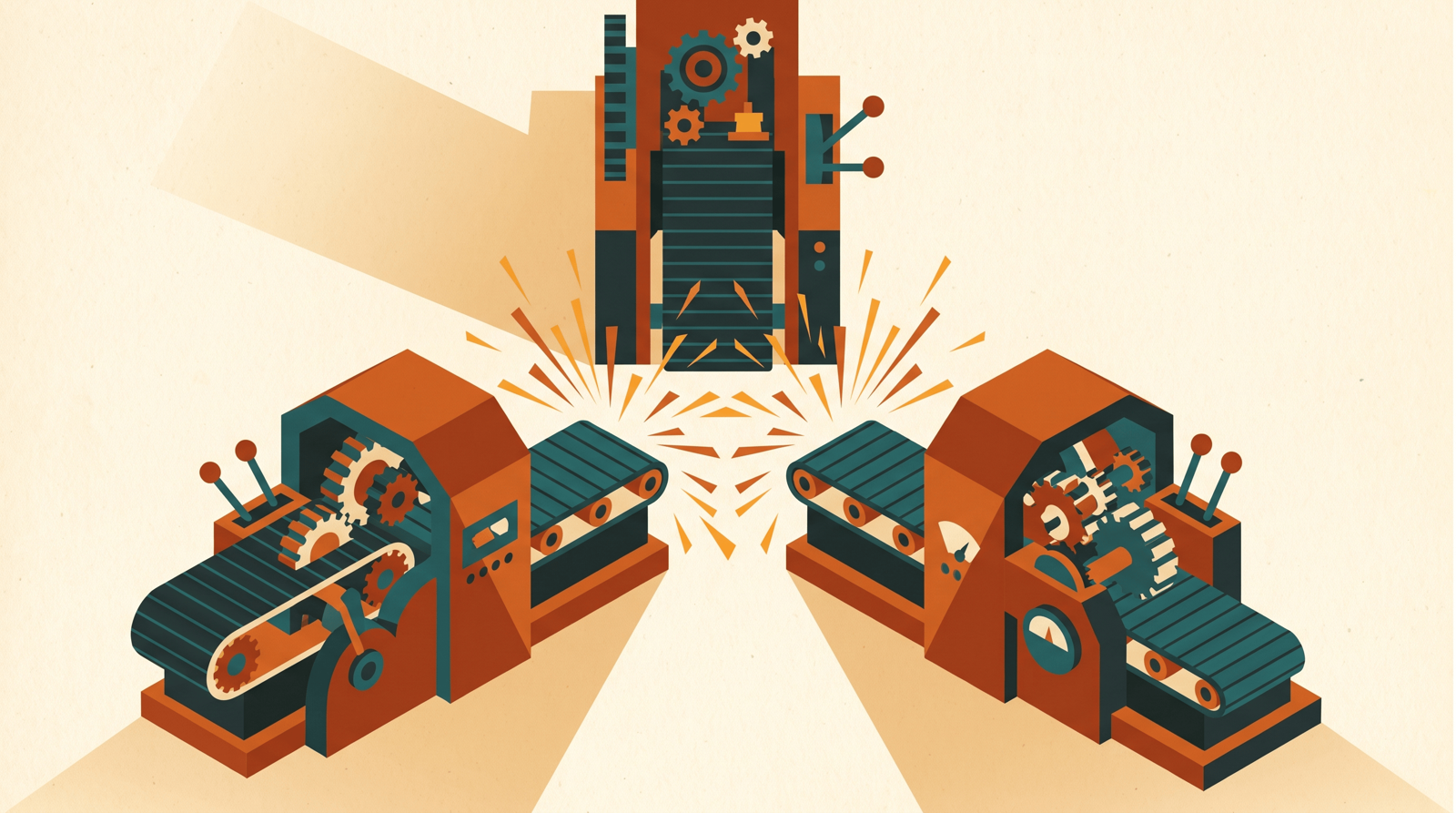 n8n vs Zapier vs Make — editorial illustration